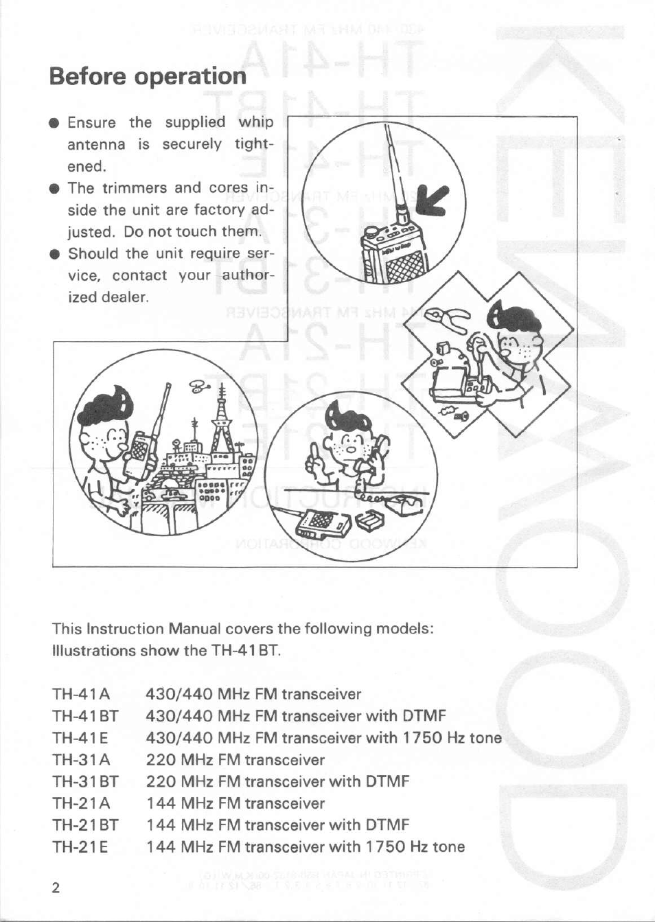 Before operation | Kenwood TH-31A User Manual | Page 2 / 14