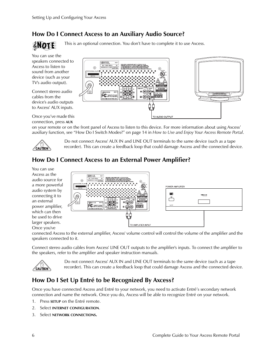 How do i set up entré to be recognized by axcess | Kenwood Axcess Remote Portal User Manual | Page 12 / 44