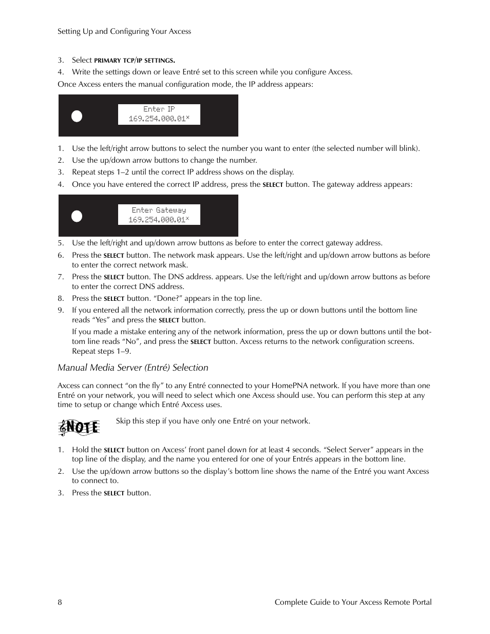 Manual media server (entré) selection | Kenwood Axcess Remote Portal User Manual | Page 14 / 44