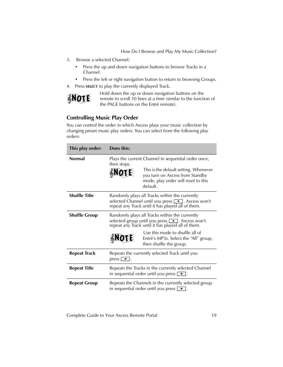 Controlling music play order | Kenwood Axcess Remote Portal User Manual | Page 25 / 44