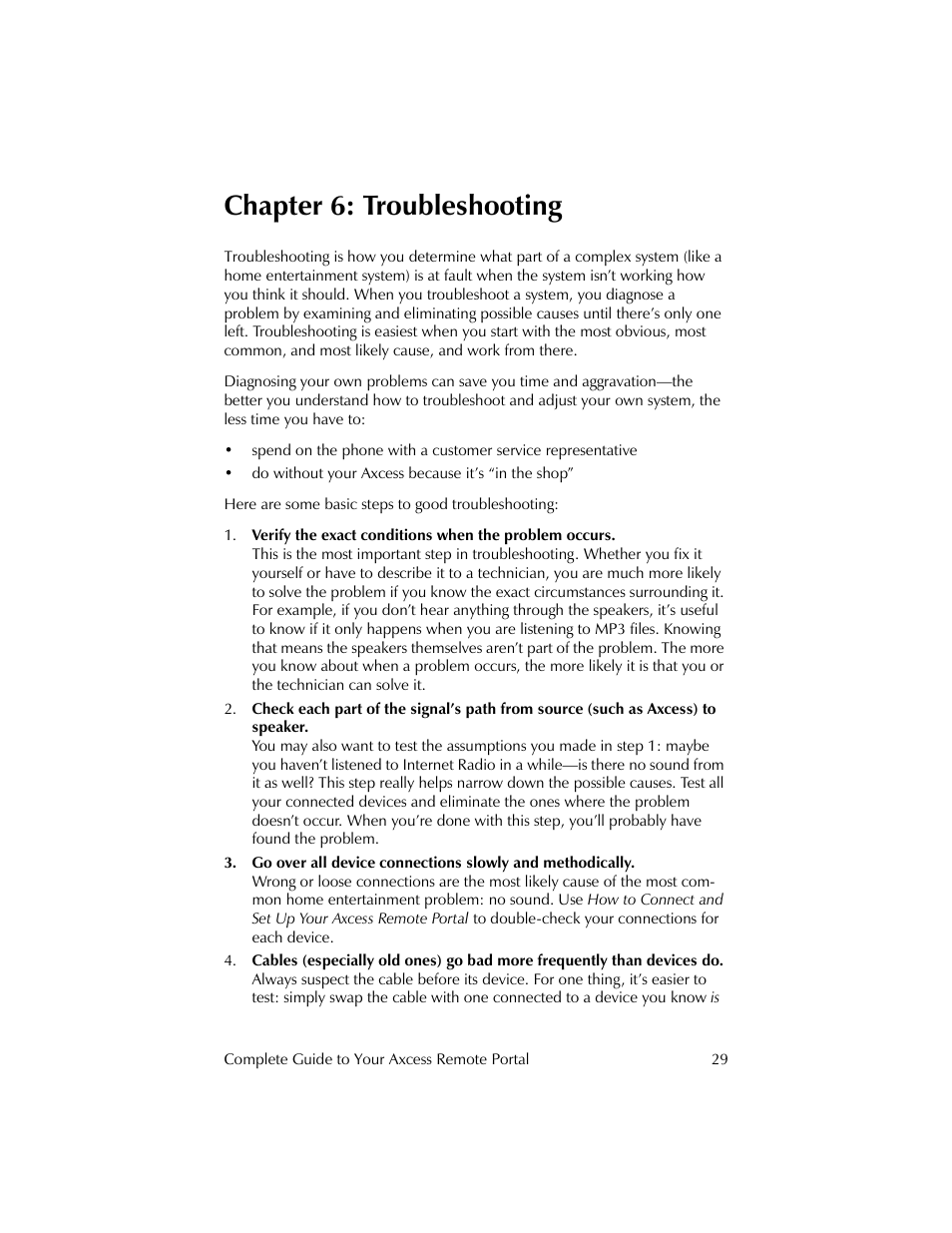 Chapter 6: troubleshooting | Kenwood Axcess Remote Portal User Manual | Page 35 / 44