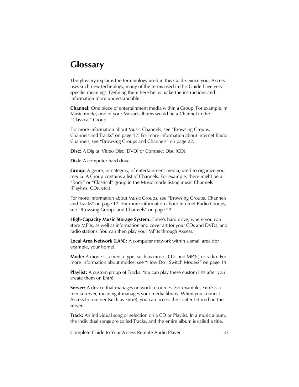 Glossary | Kenwood Axcess Remote Portal User Manual | Page 39 / 44