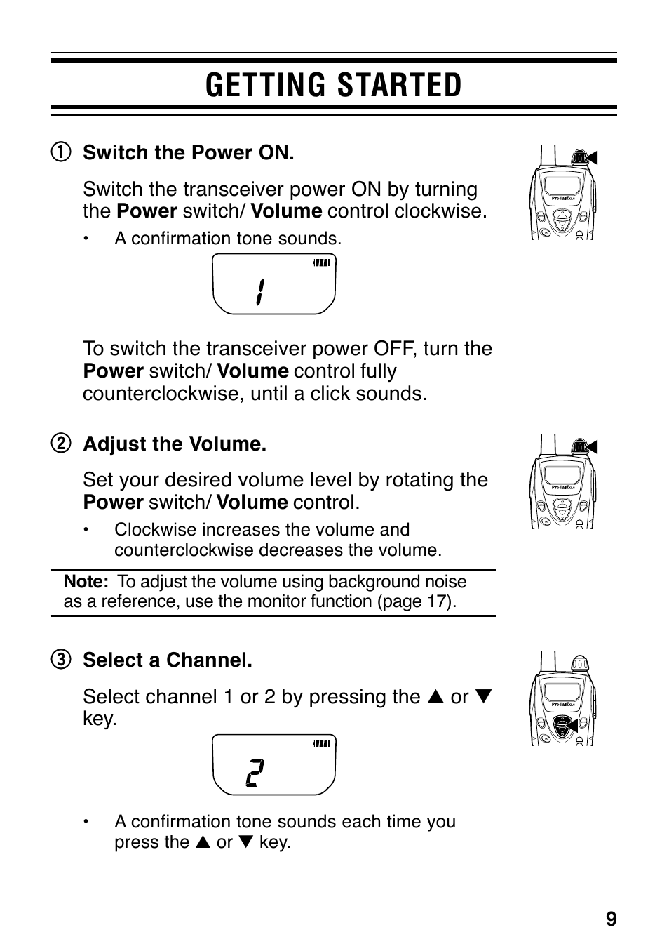 Getting started | Kenwood ProTalk XLS TK-3130 User Manual | Page 15 / 48