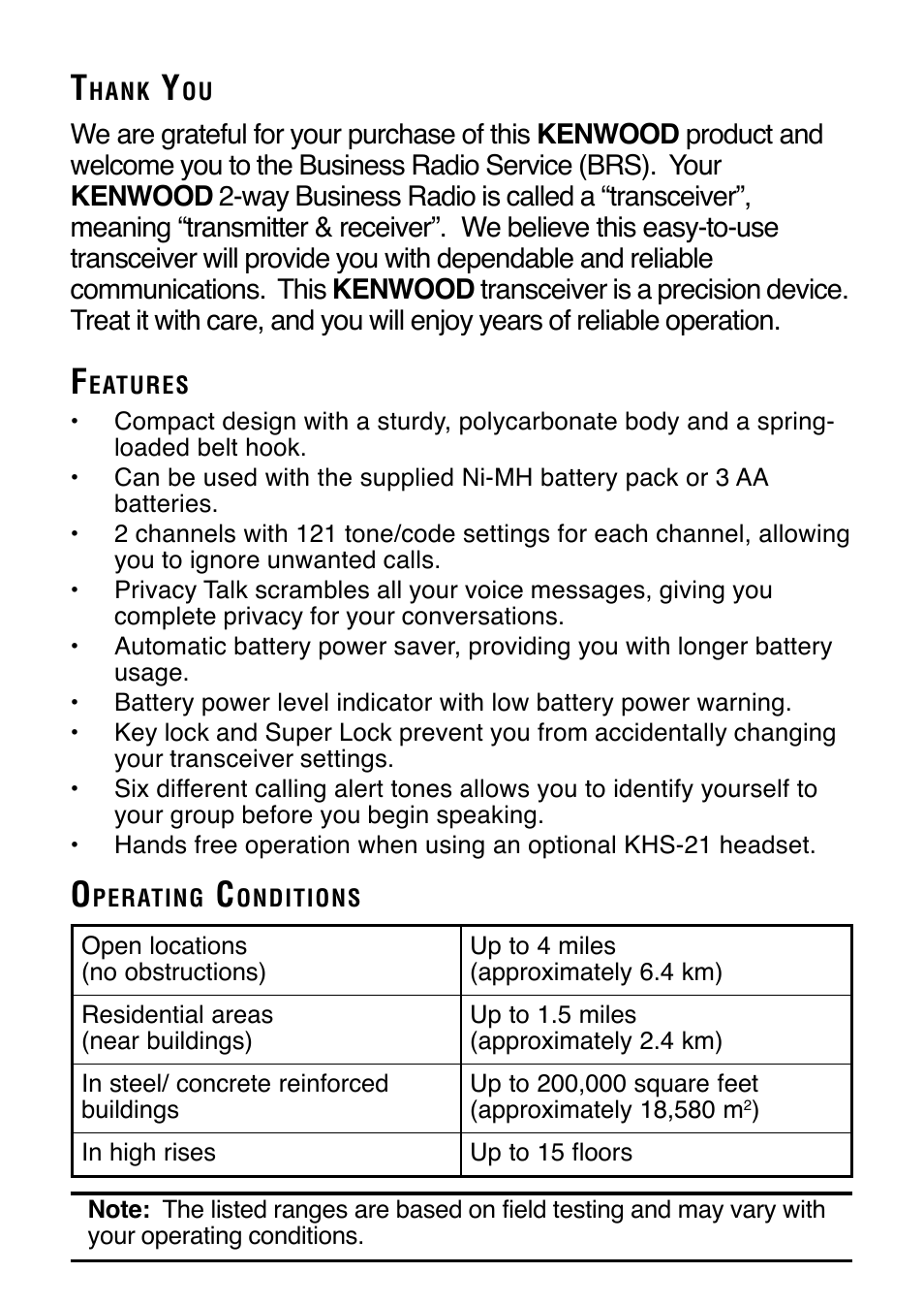 Kenwood ProTalk XLS TK-3130 User Manual | Page 2 / 48