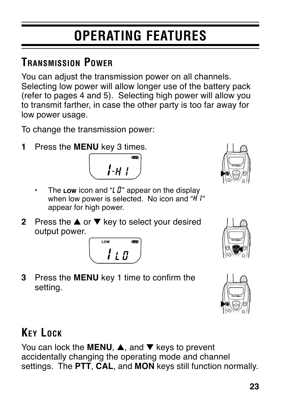 Operating features | Kenwood ProTalk XLS TK-3130 User Manual | Page 29 / 48