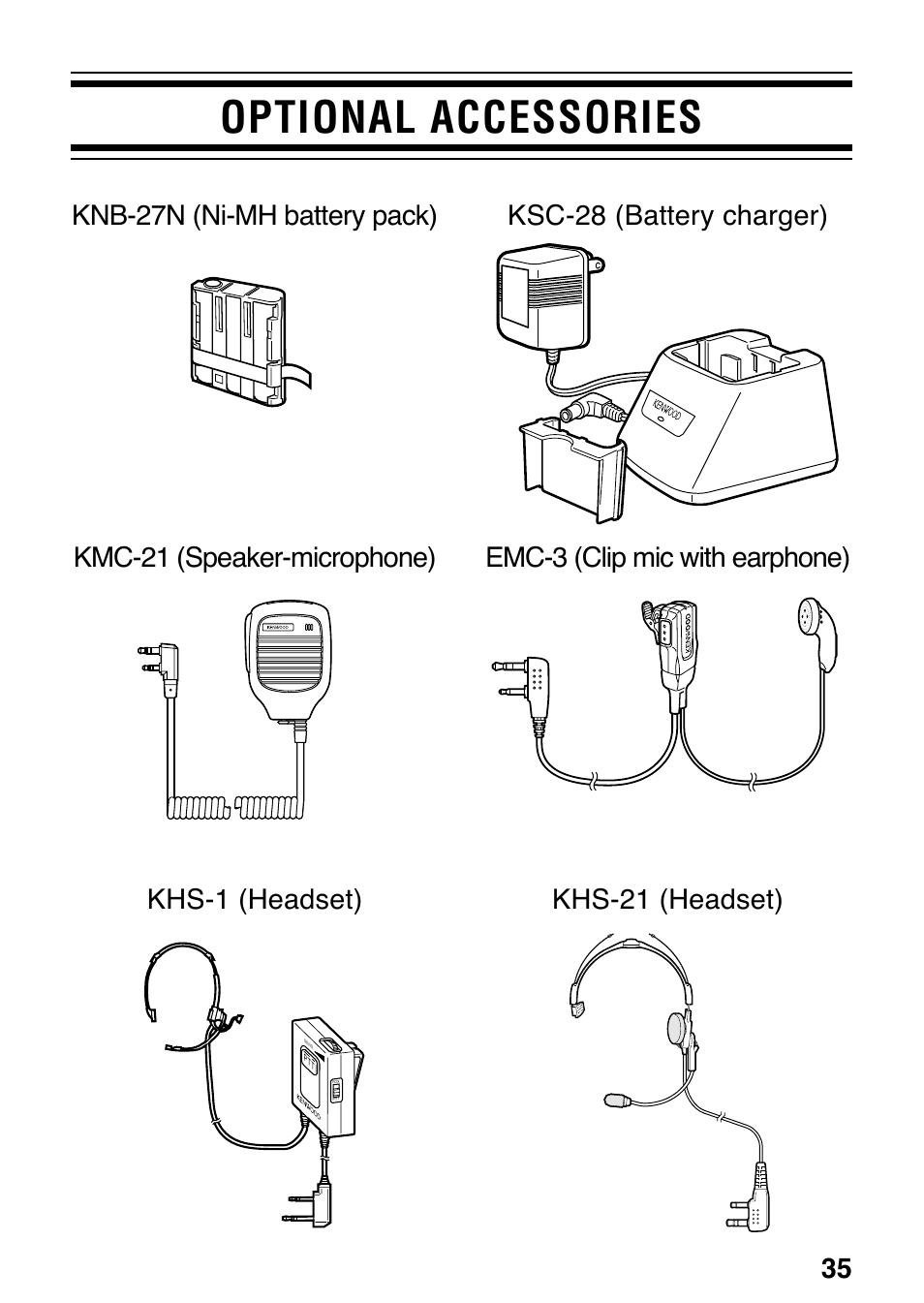 Optional accessories | Kenwood ProTalk XLS TK-3130 User Manual | Page 41 / 48