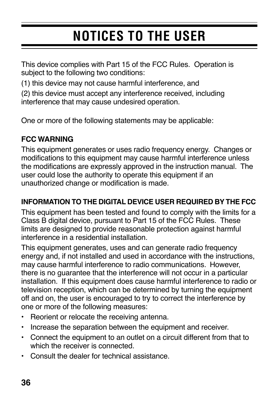 Notices to the user | Kenwood ProTalk XLS TK-3130 User Manual | Page 42 / 48