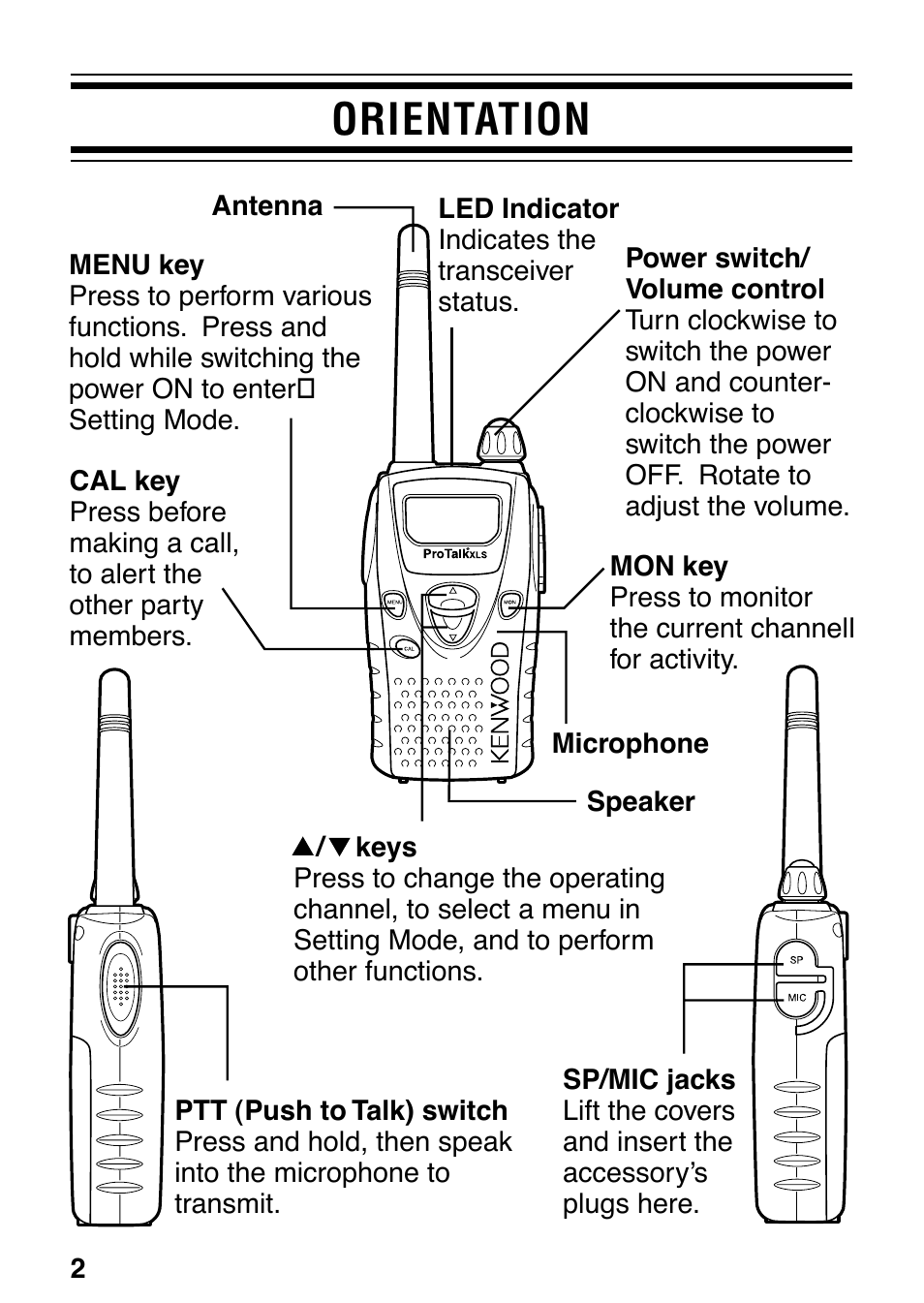 Orientation | Kenwood ProTalk XLS TK-3130 User Manual | Page 8 / 48