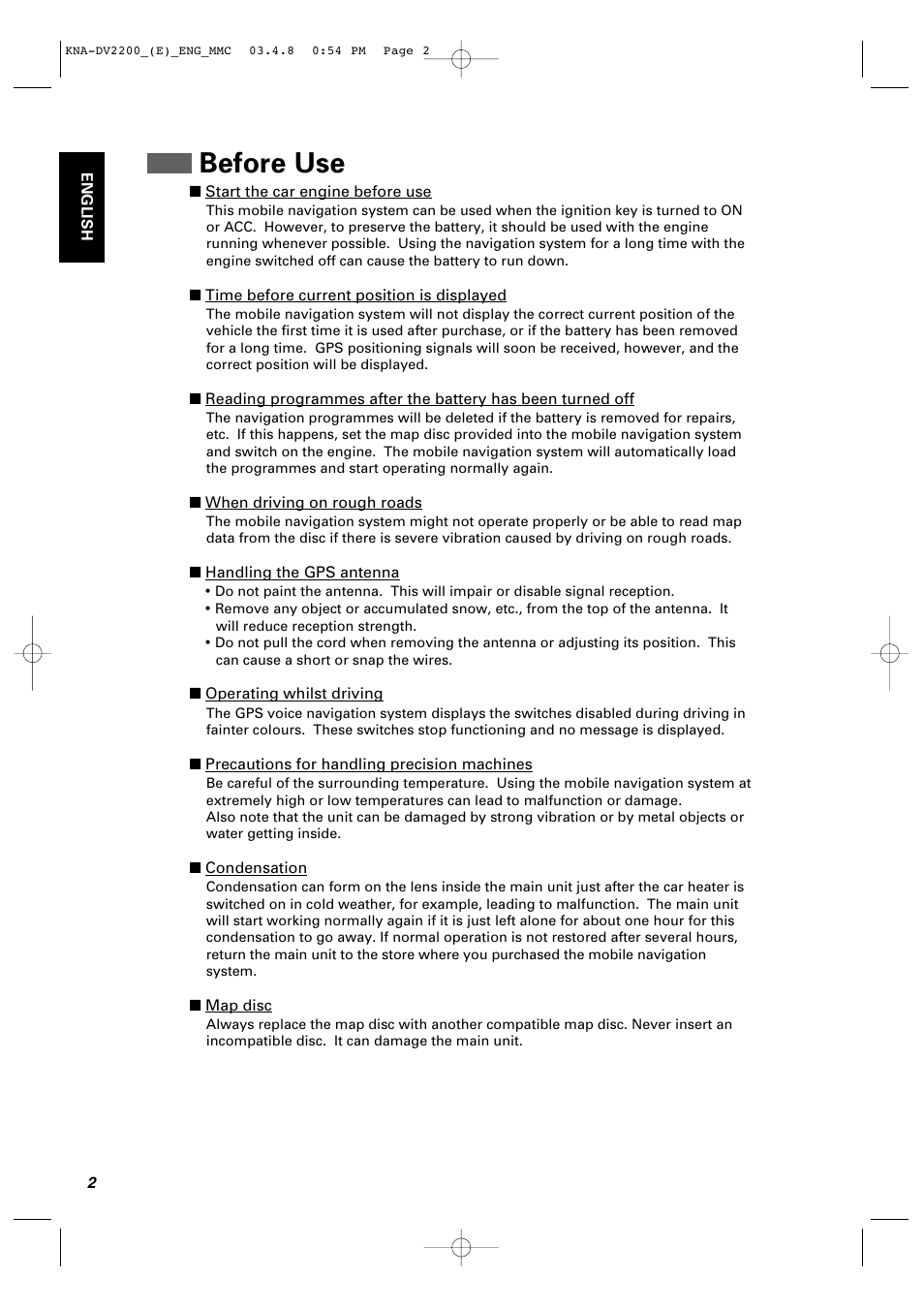 Before use | Kenwood KNA-DV2200 User Manual | Page 4 / 52