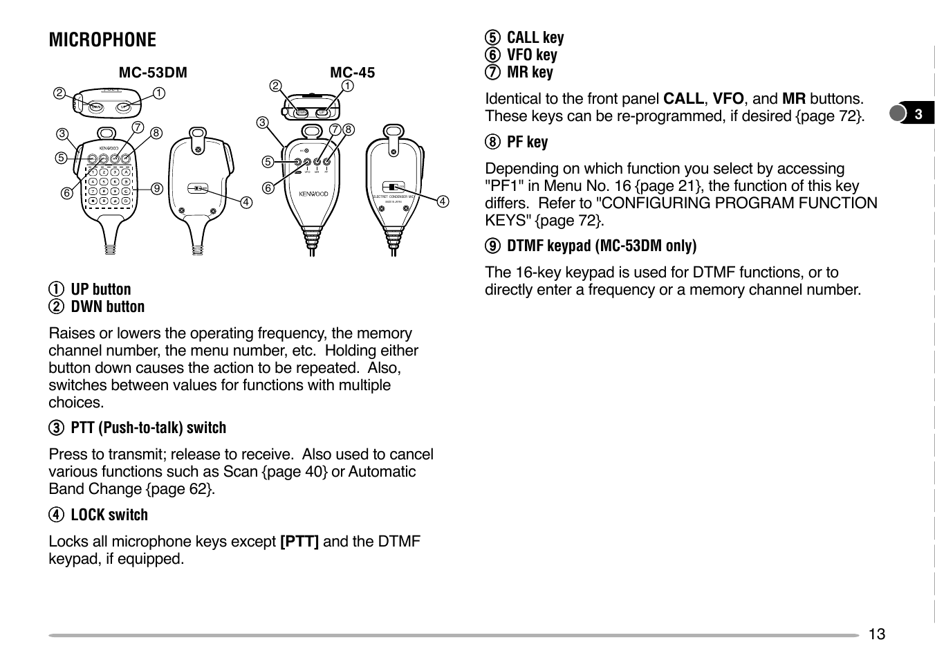 Microphone | Kenwood TM-V7E User Manual | Page 19 / 100