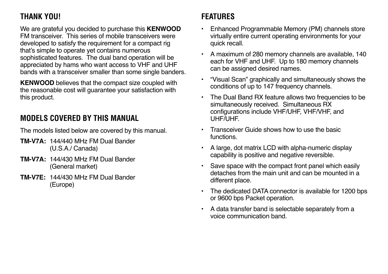 Kenwood TM-V7E User Manual | Page 2 / 100