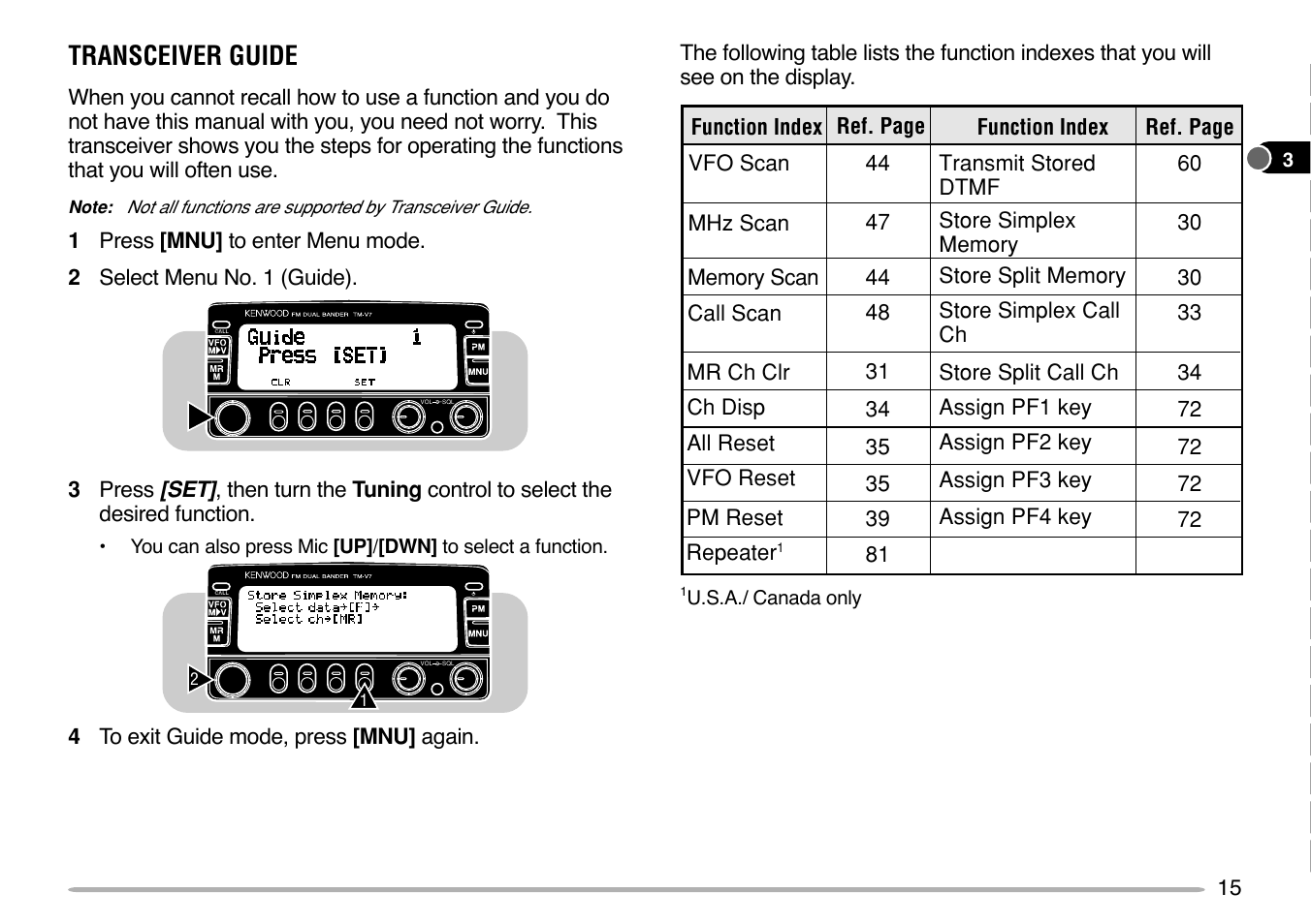 Transceiver guide | Kenwood TM-V7E User Manual | Page 21 / 100