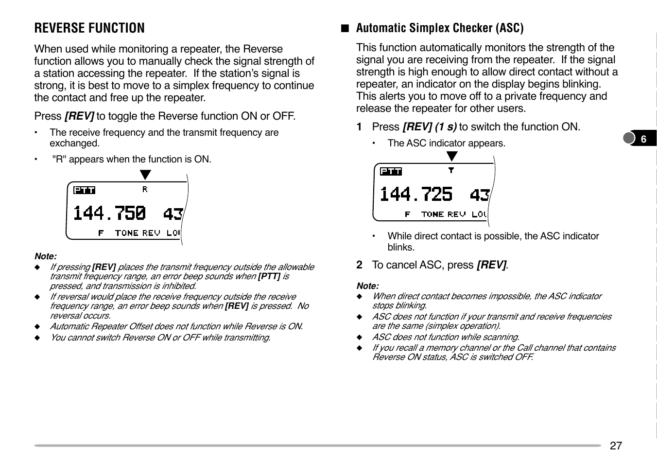 Reverse function | Kenwood TM-V7E User Manual | Page 33 / 100