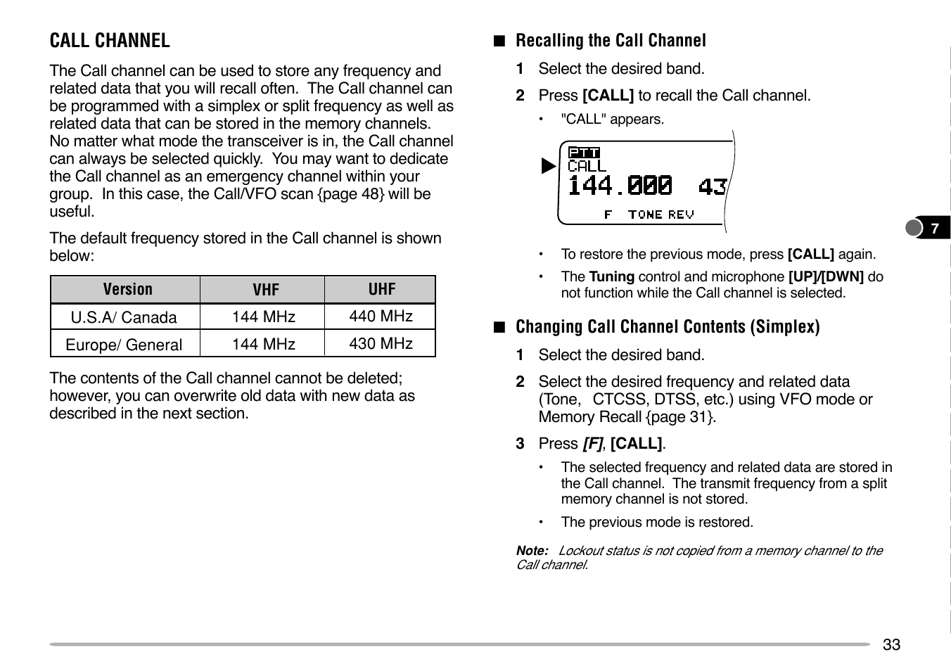 Call channel | Kenwood TM-V7E User Manual | Page 39 / 100