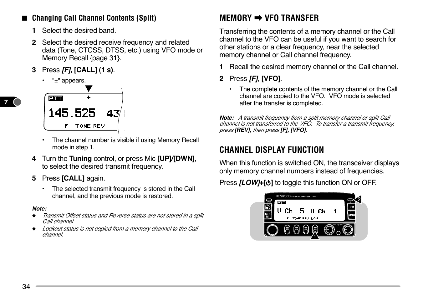 Channel display function | Kenwood TM-V7E User Manual | Page 40 / 100