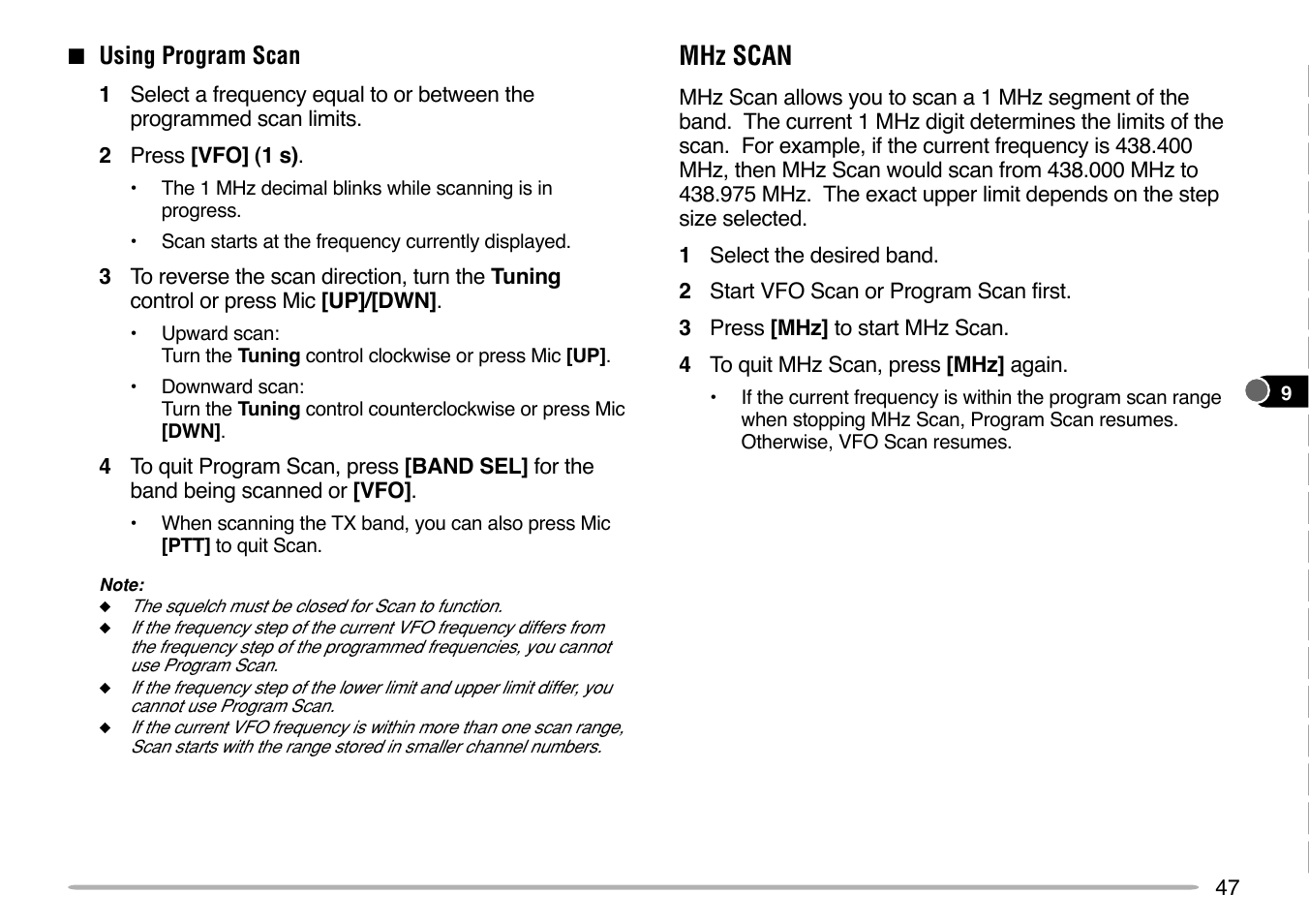 Mhz scan | Kenwood TM-V7E User Manual | Page 53 / 100