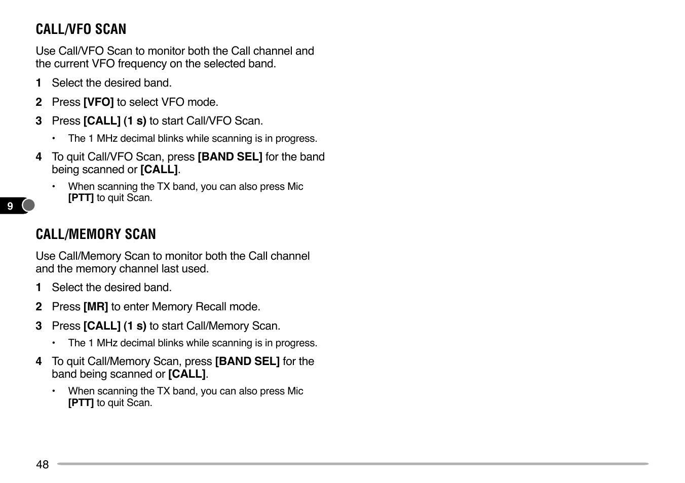 Call/vfo scan | Kenwood TM-V7E User Manual | Page 54 / 100