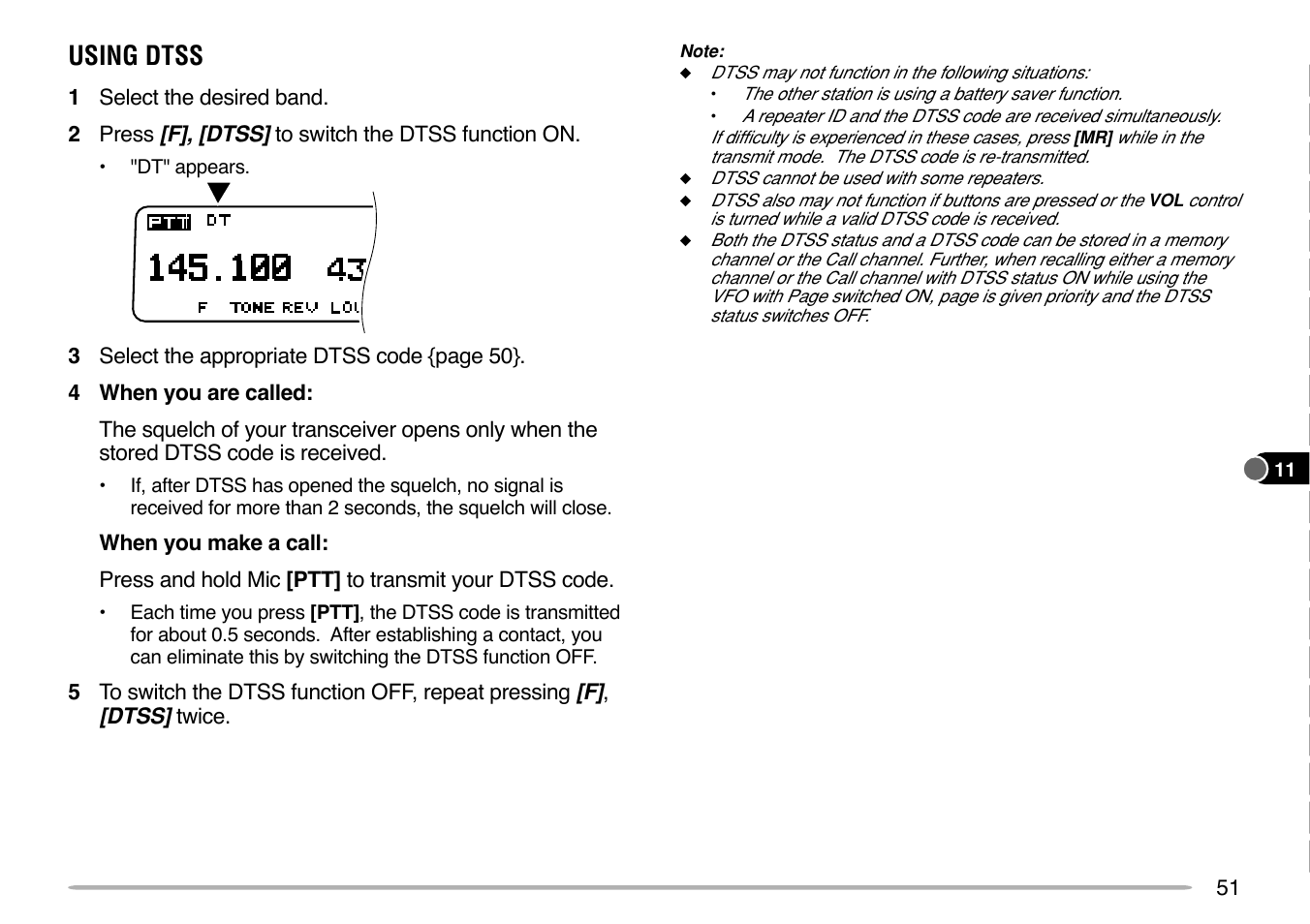 Using dtss | Kenwood TM-V7E User Manual | Page 57 / 100