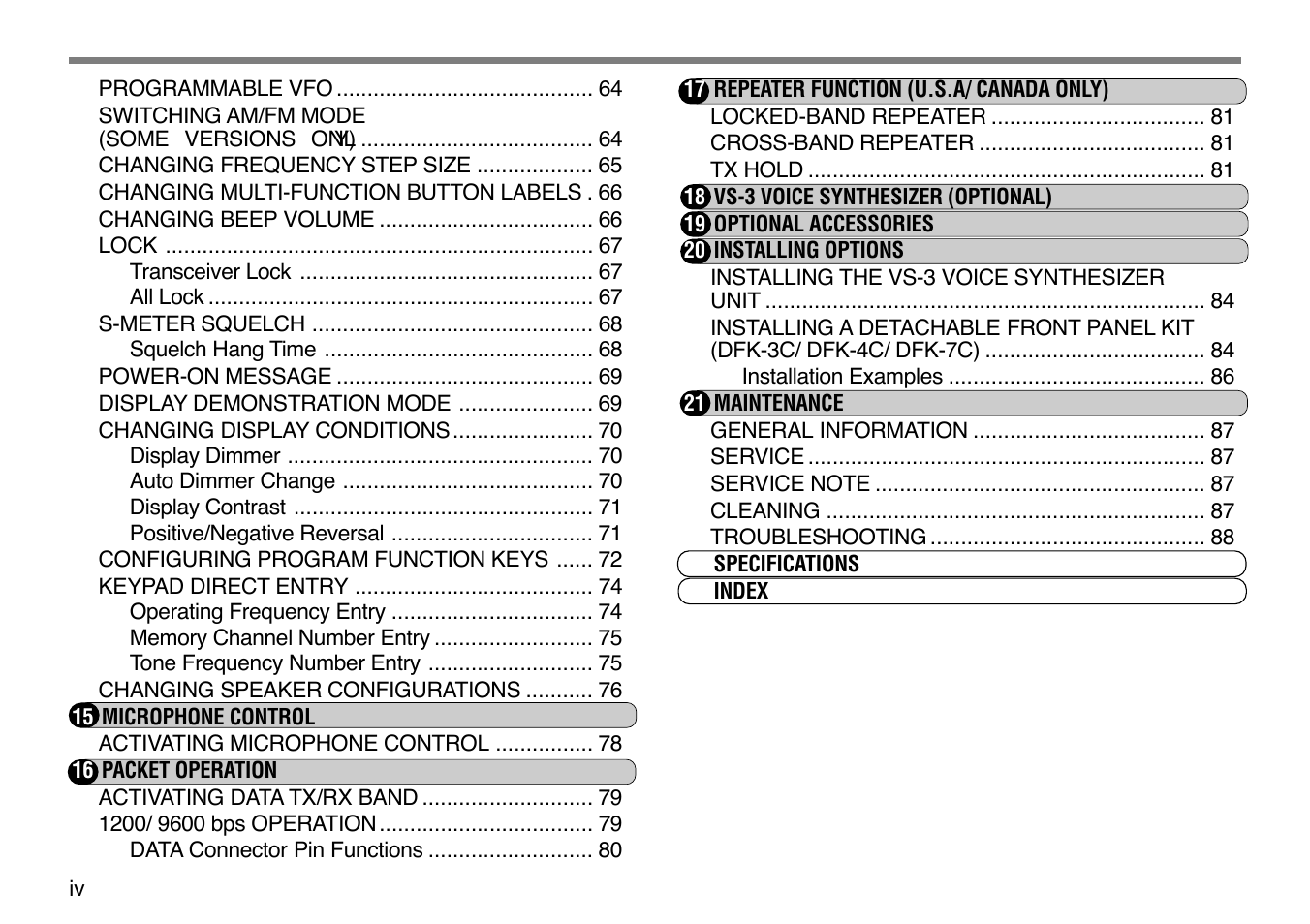 Kenwood TM-V7E User Manual | Page 6 / 100