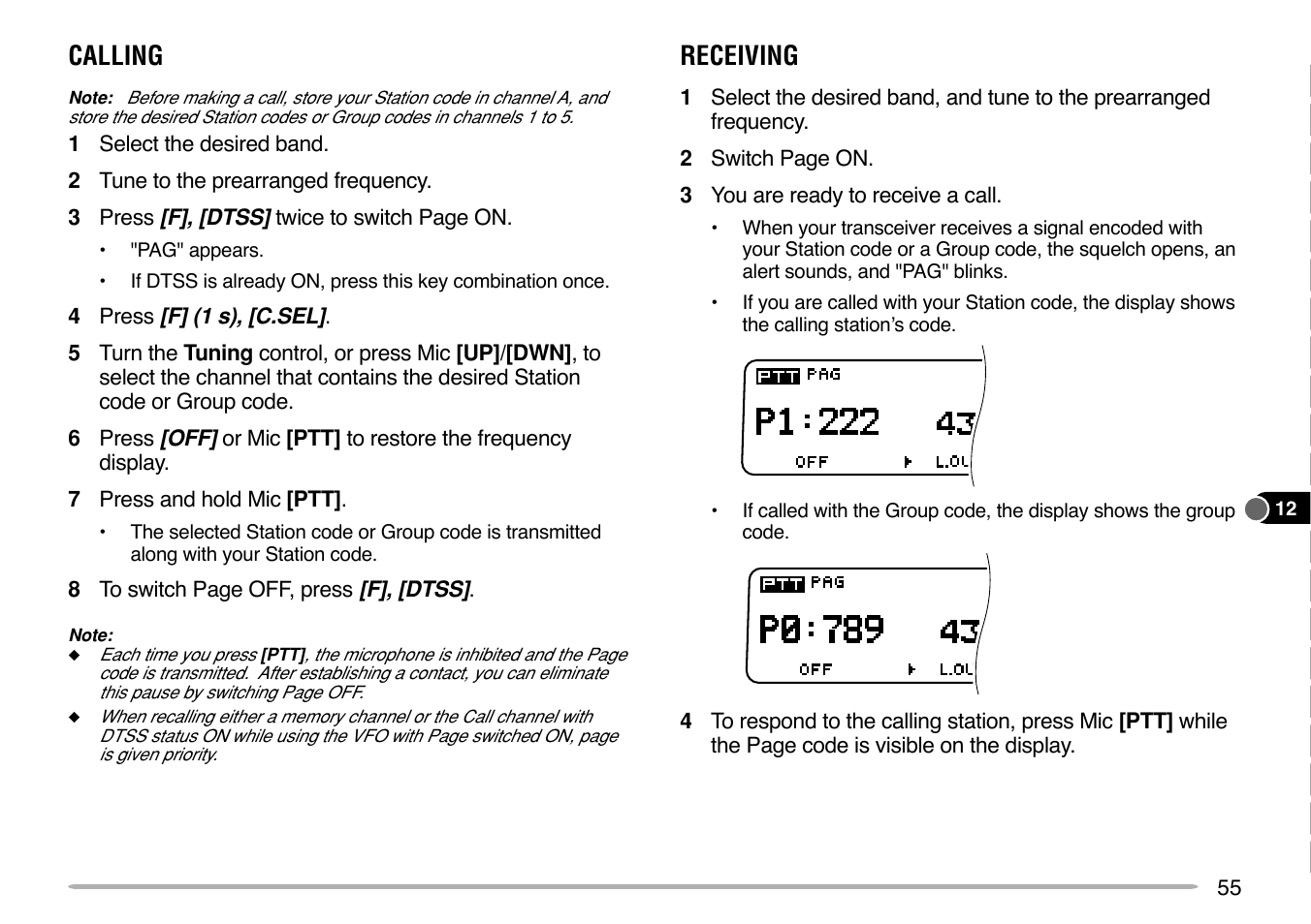 Calling, Receiving | Kenwood TM-V7E User Manual | Page 61 / 100