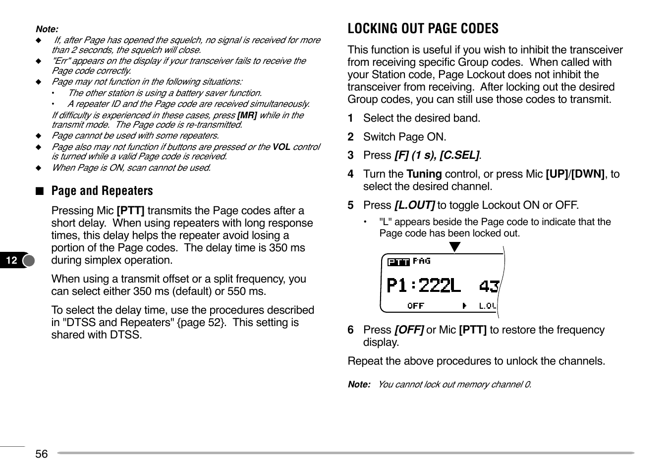 Locking out page codes | Kenwood TM-V7E User Manual | Page 62 / 100