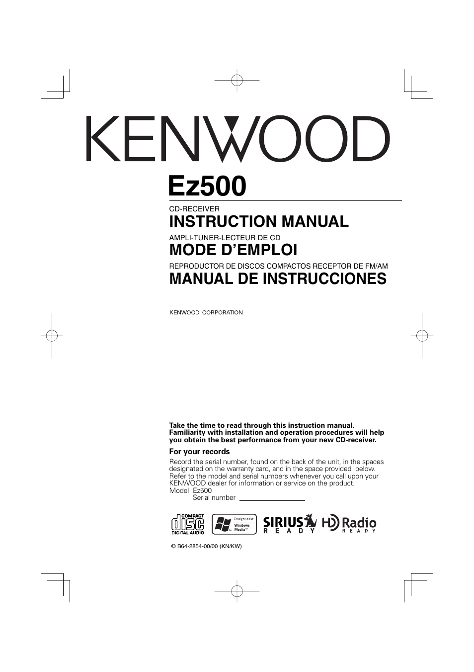 Kenwood EZ500 User Manual | 112 pages