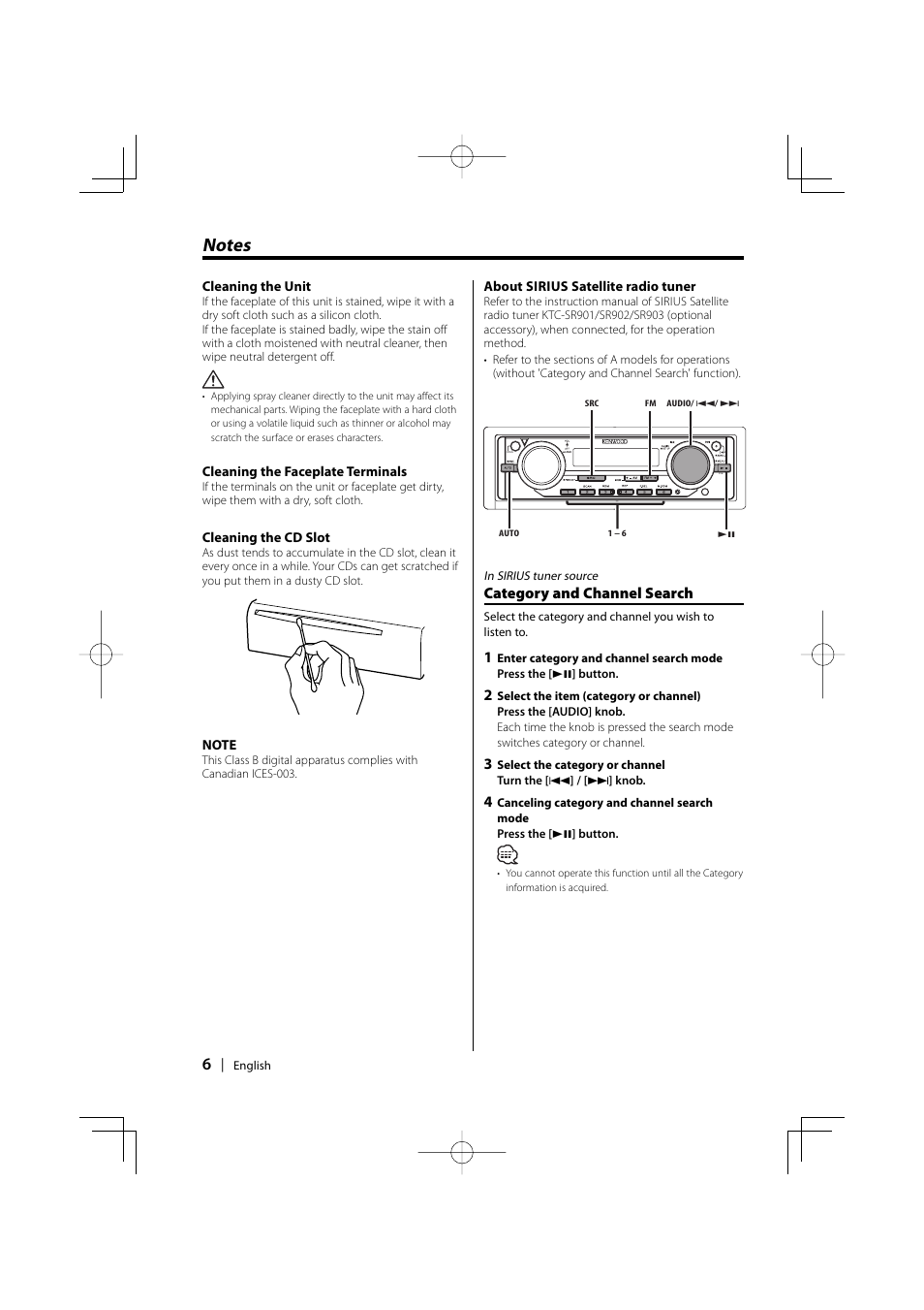 Category and channel search | Kenwood EZ500 User Manual | Page 6 / 112