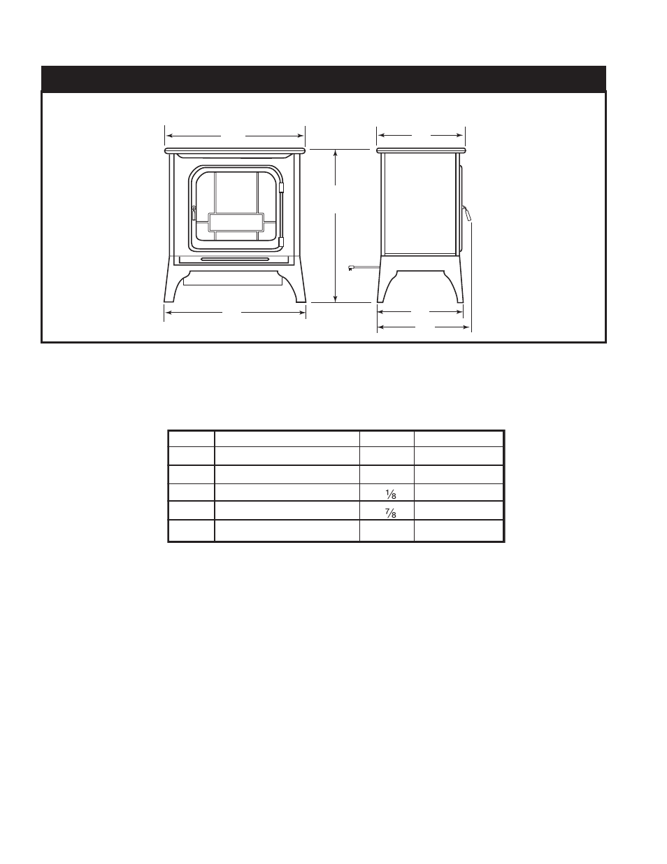 Stove dimensions | Kenwood HES20 User Manual | Page 4 / 8