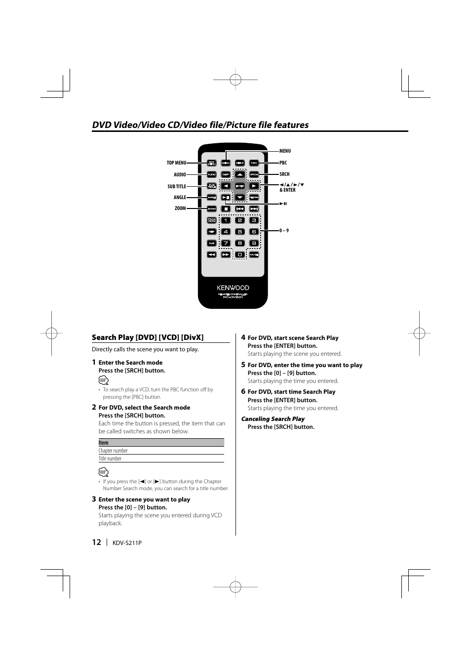 Kenwood KDV-S211P User Manual | Page 12 / 68