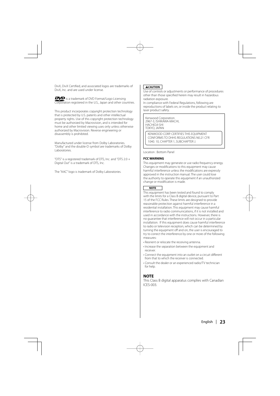 Kenwood KDV-S211P User Manual | Page 23 / 68