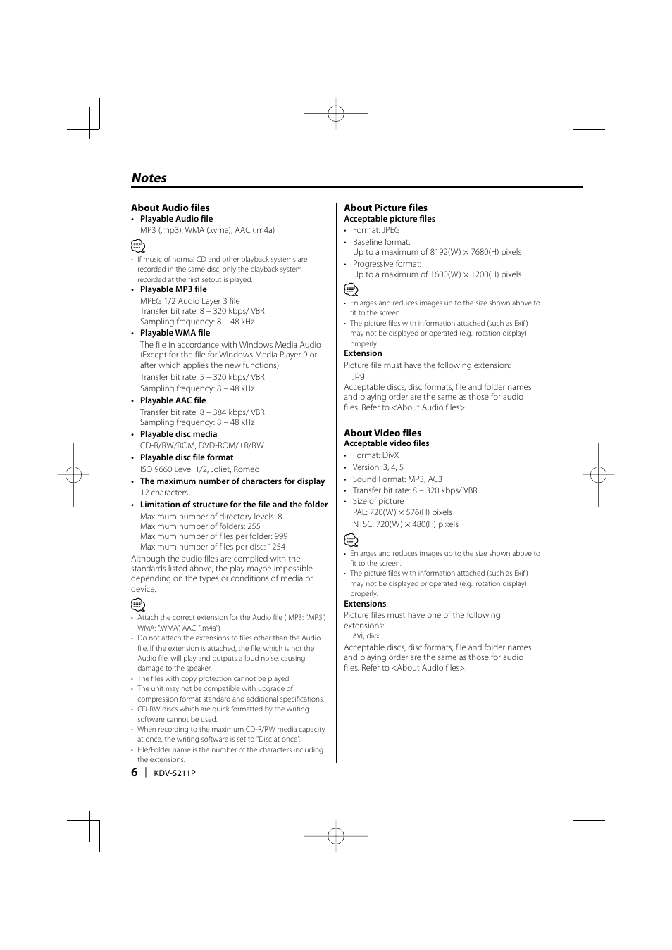 Kenwood KDV-S211P User Manual | Page 6 / 68