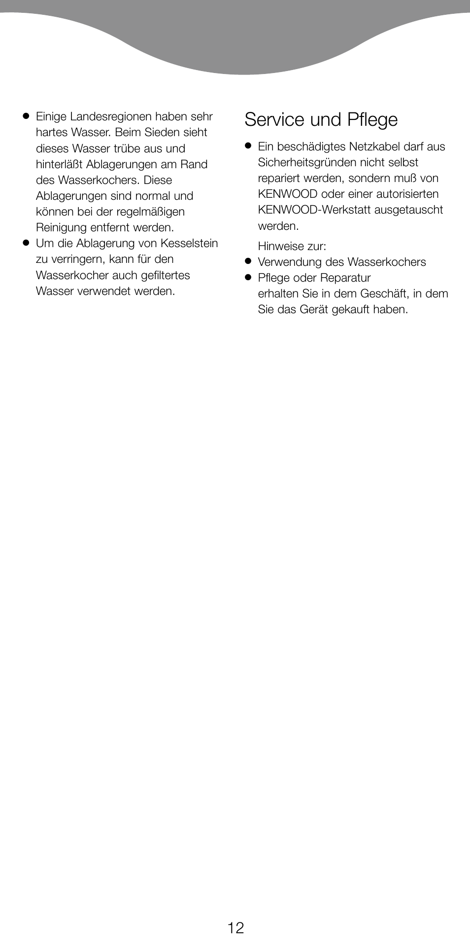 Service und pflege | Kenwood JK940 User Manual | Page 15 / 44