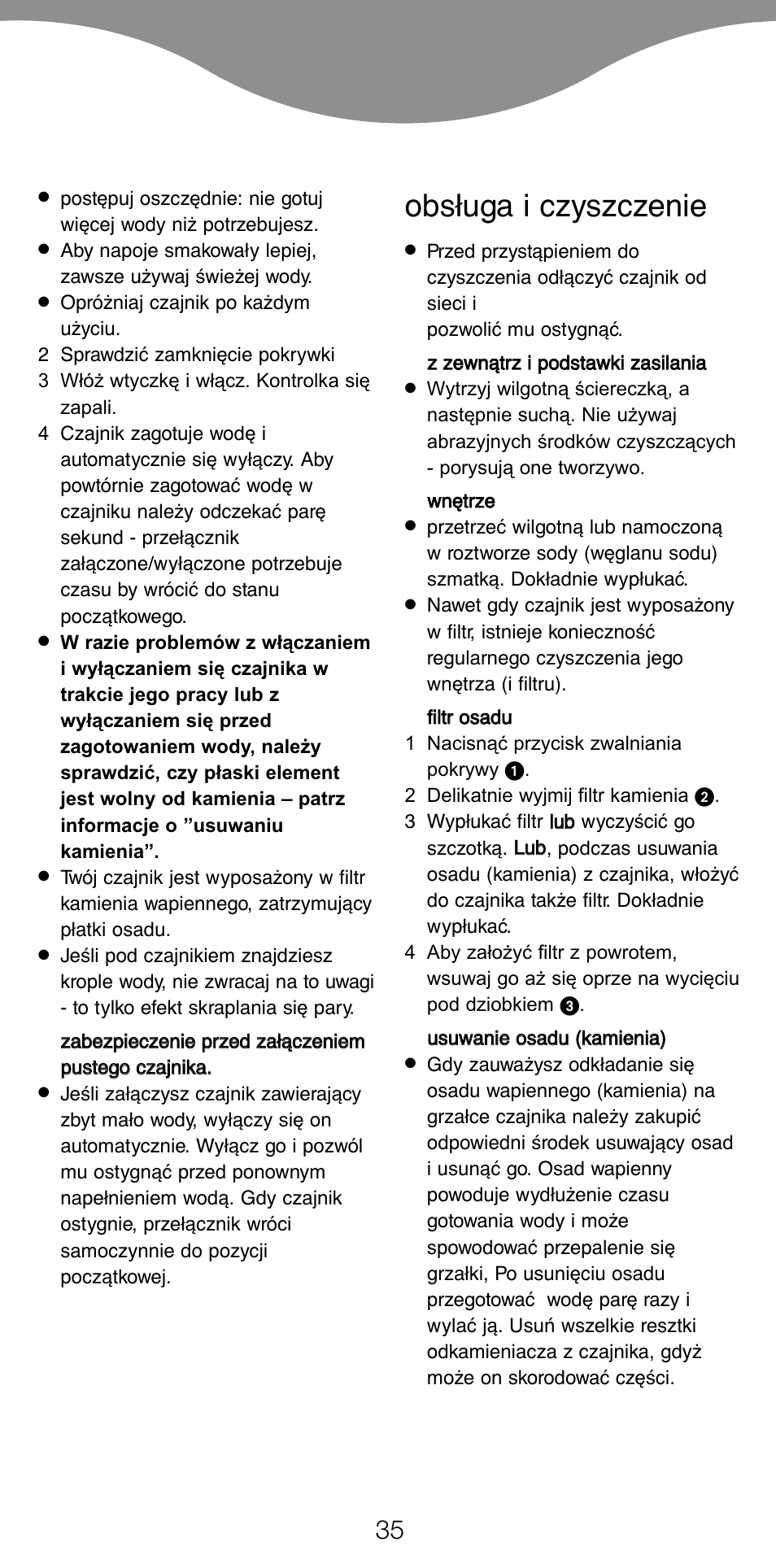 Obsługa i czyszczenie | Kenwood JK940 User Manual | Page 38 / 44