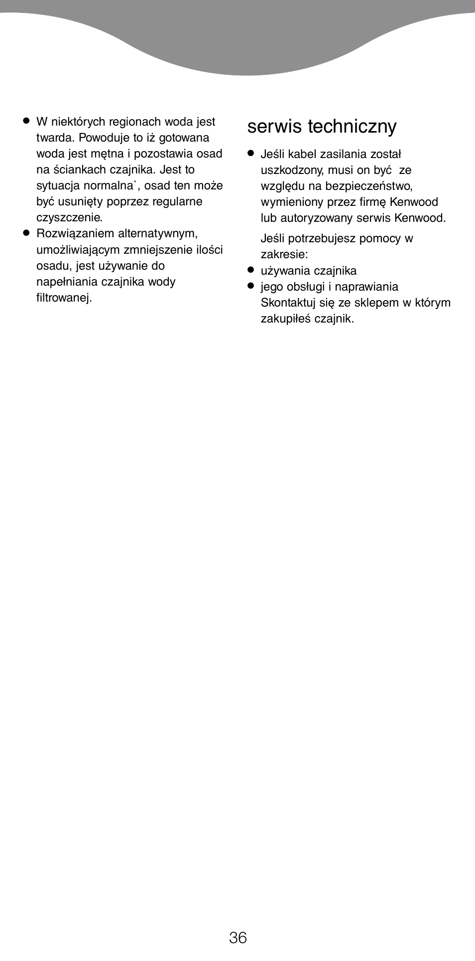 Serwis techniczny | Kenwood JK940 User Manual | Page 39 / 44