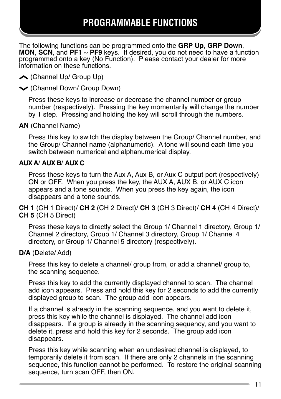 Programmable functions | Kenwood TK-690 User Manual | Page 15 / 23