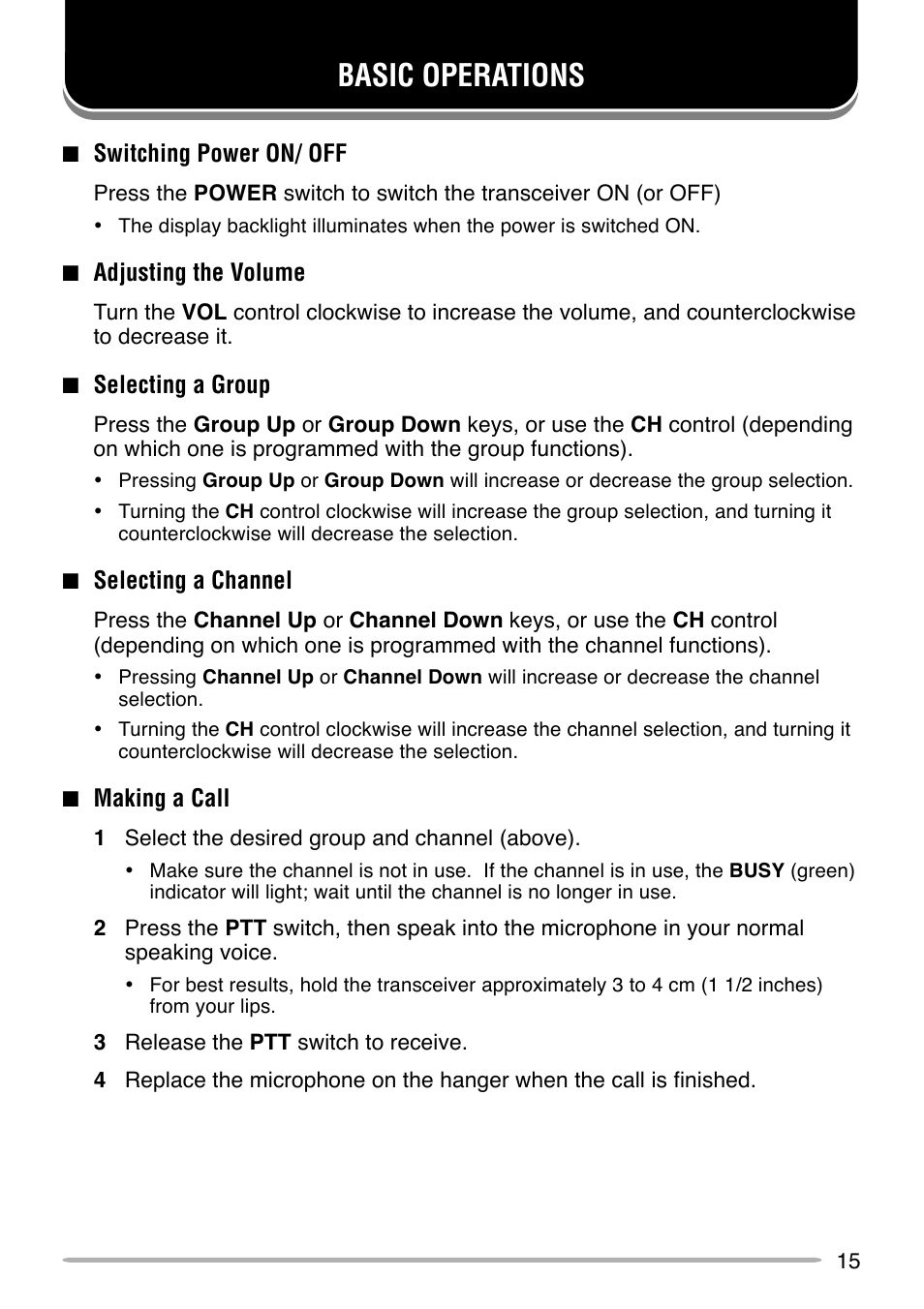 Basic operations | Kenwood TK-690 User Manual | Page 19 / 23