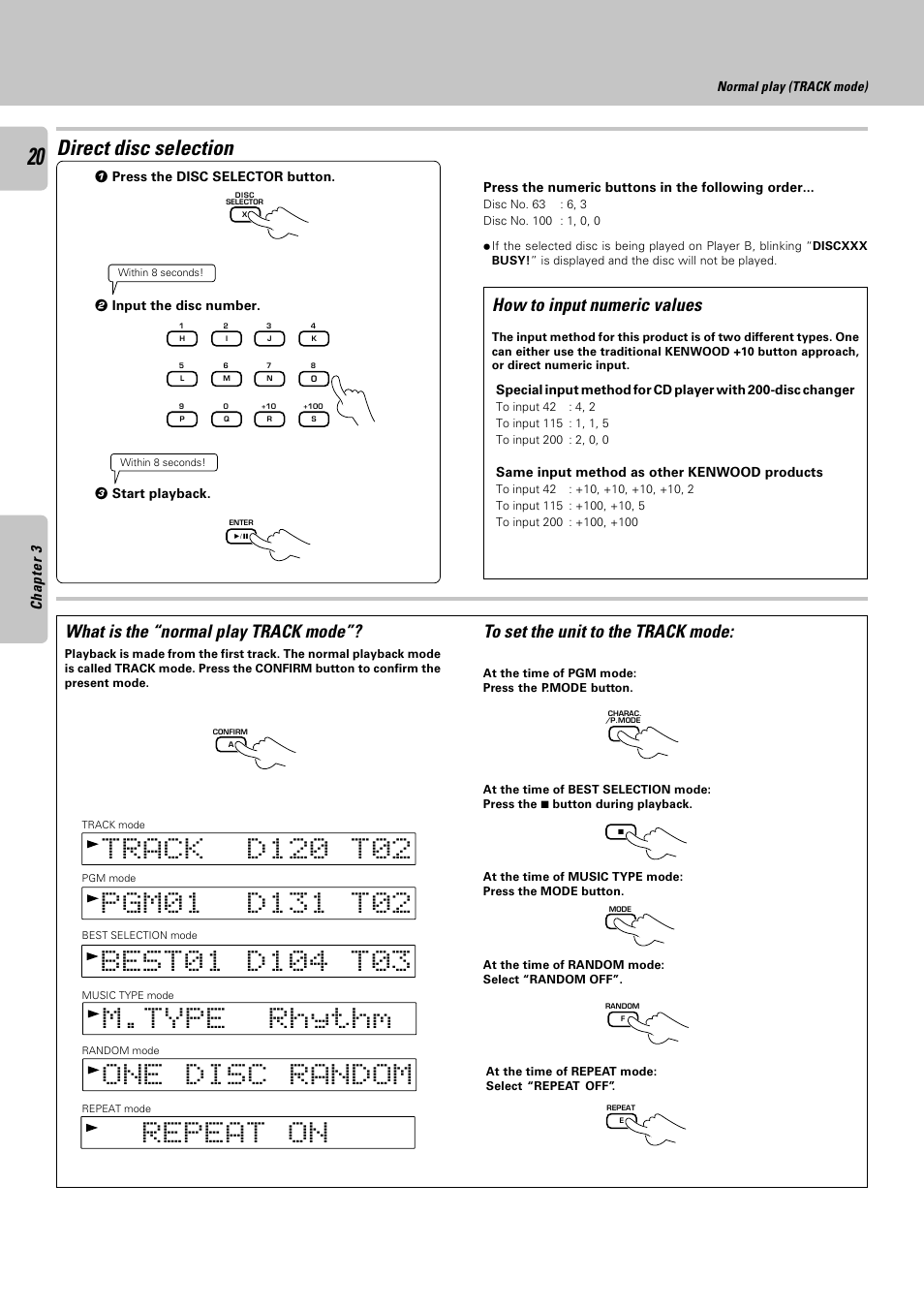 Direct disc selection | Kenwood CD-4900M User Manual | Page 20 / 44