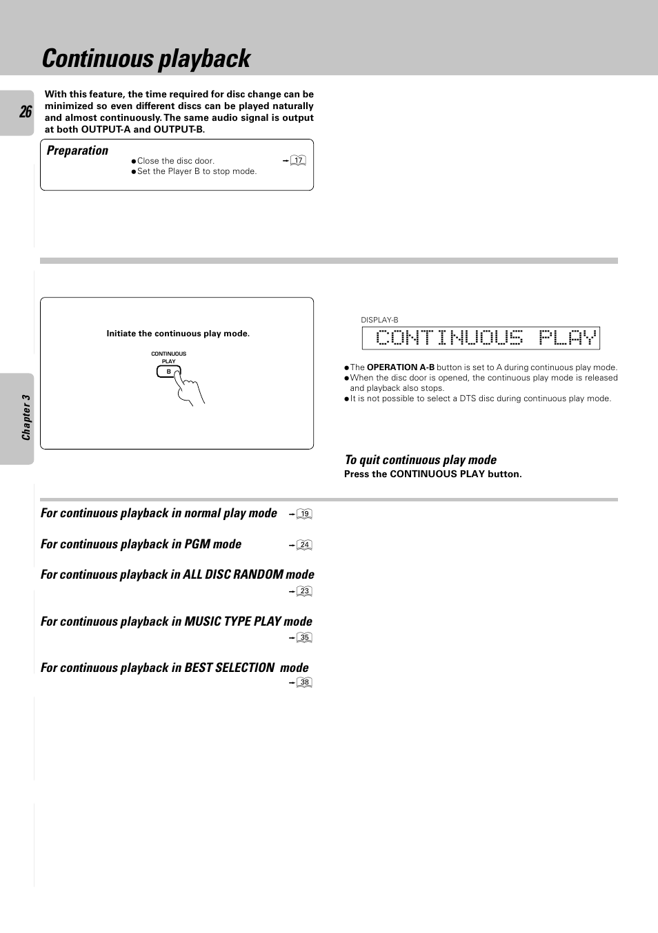 Continuous playback | Kenwood CD-4900M User Manual | Page 26 / 44