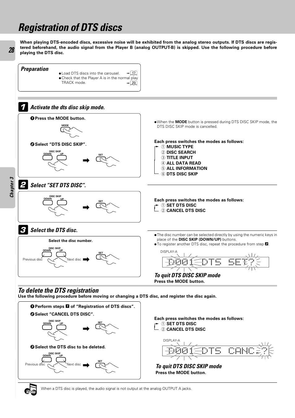 Registration of dts discs | Kenwood CD-4900M User Manual | Page 28 / 44