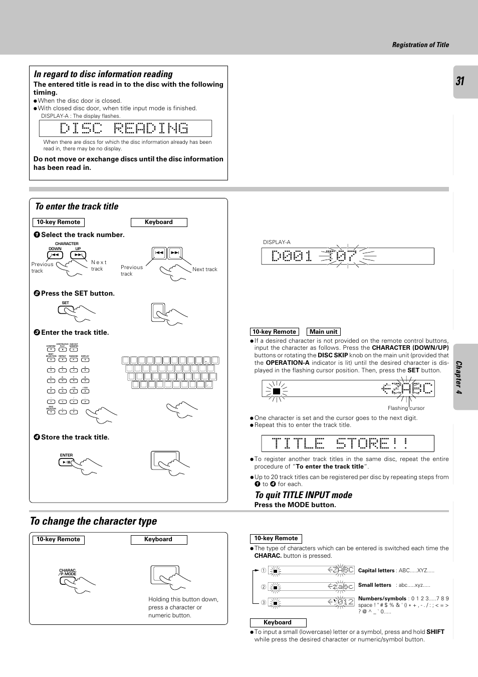 Ca z b, Registration of title | Kenwood CD-4900M User Manual | Page 31 / 44