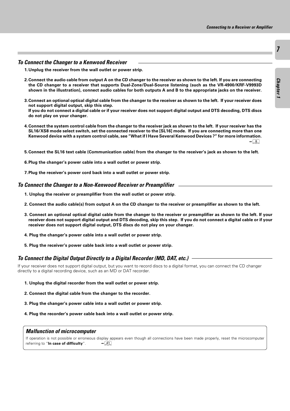 Malfunction of microcomputer | Kenwood CD-4900M User Manual | Page 7 / 44