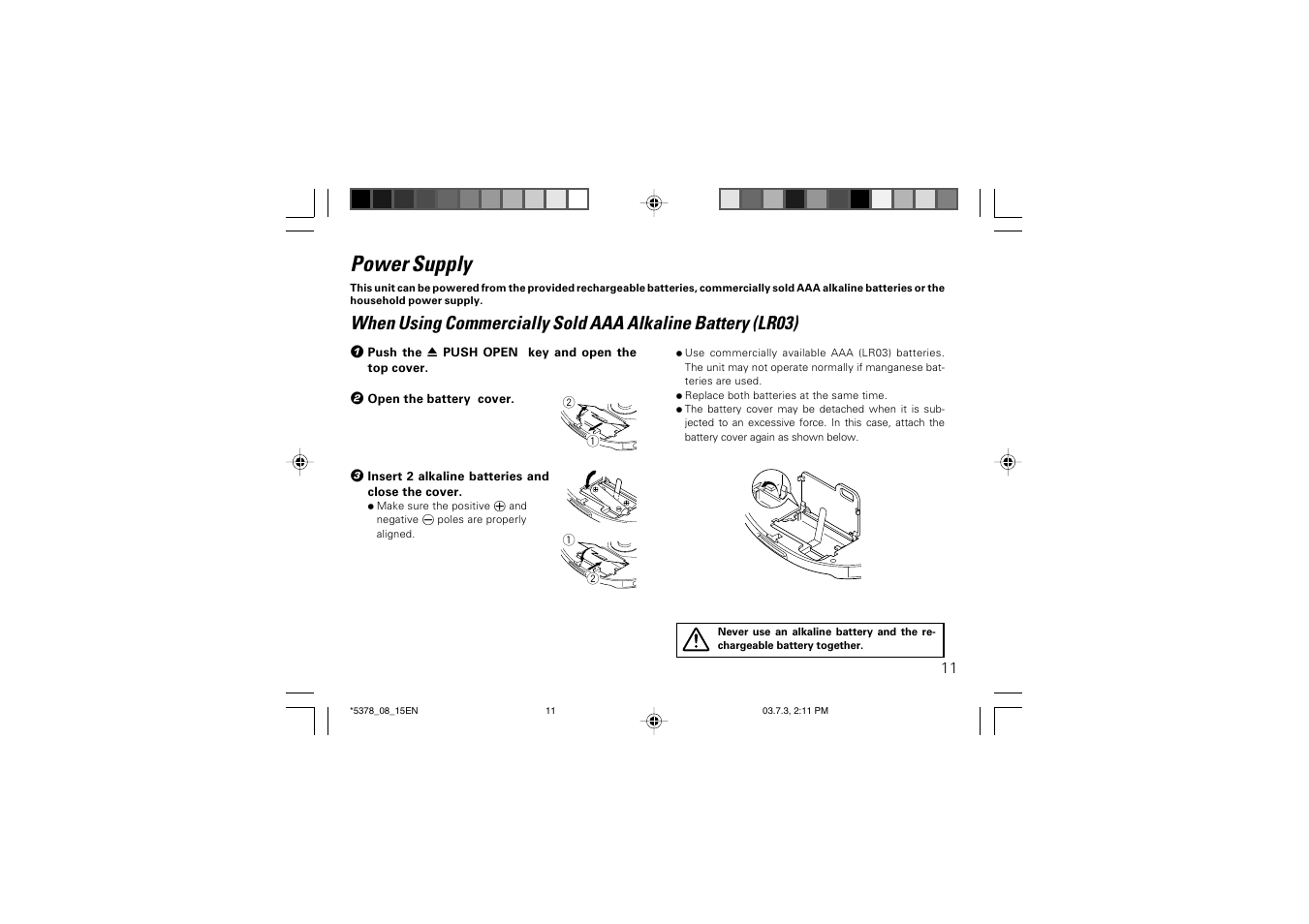 Power supply | Kenwood DPC-X937 User Manual | Page 11 / 44