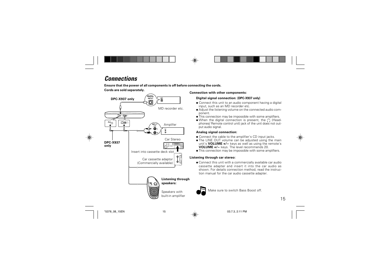 Connections | Kenwood DPC-X937 User Manual | Page 15 / 44