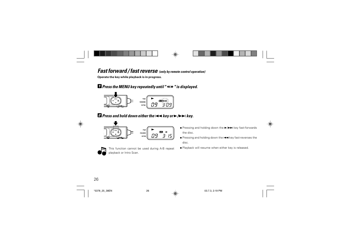 Fast forward / fast reverse | Kenwood DPC-X937 User Manual | Page 26 / 44