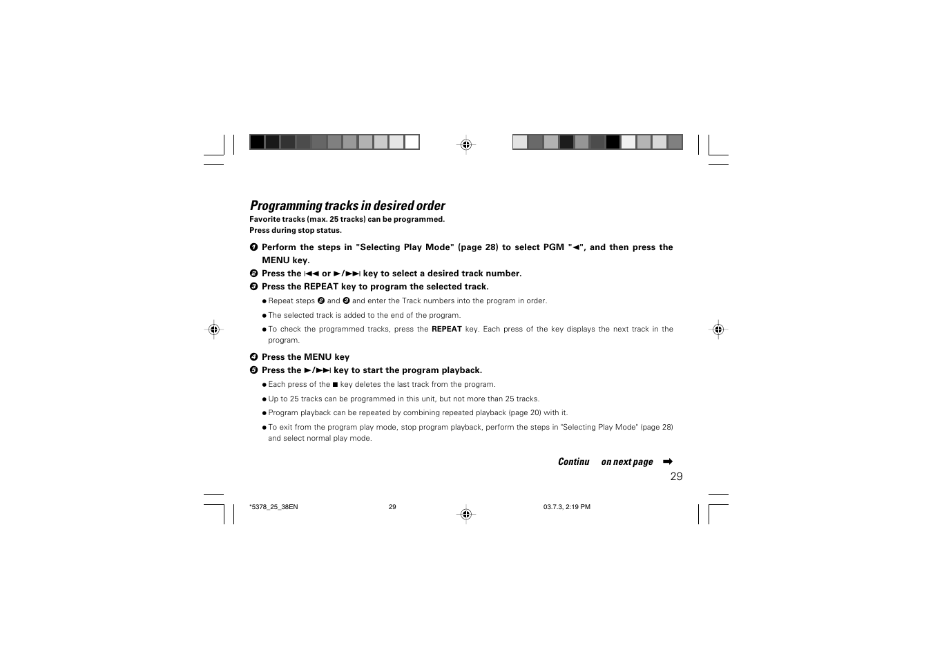 Programming tracks in desired order | Kenwood DPC-X937 User Manual | Page 29 / 44