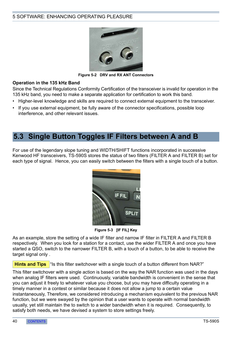 3 single button toggles if filters between a and b, 3 single button toggles if filters, Between a and b | Kenwood 50 MHZ ALL MODE TRANSCEIVER TS-590S User Manual | Page 46 / 76