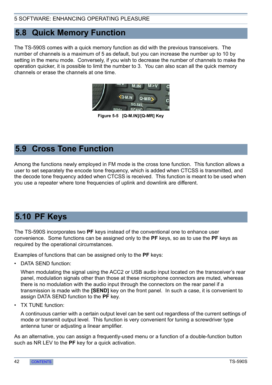 8 quick memory function, 9 cross tone function, 10 pf keys | Kenwood 50 MHZ ALL MODE TRANSCEIVER TS-590S User Manual | Page 48 / 76