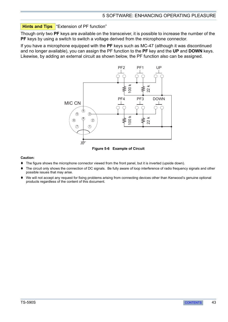 5 software: enhancing operating pleasure, Mic cn, Hints and tips “extension of pf function | Kenwood 50 MHZ ALL MODE TRANSCEIVER TS-590S User Manual | Page 49 / 76
