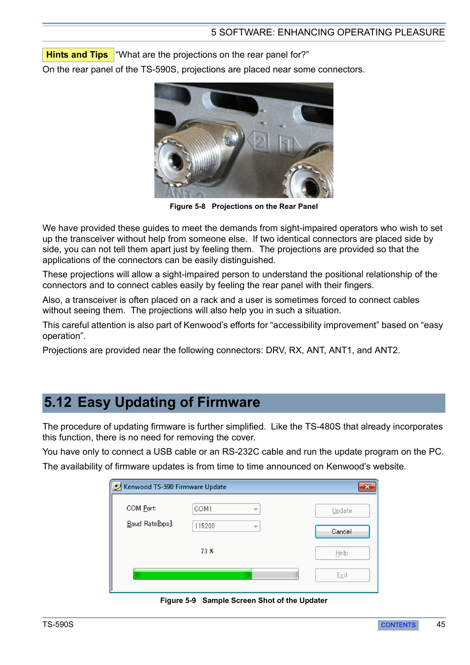 12 easy updating of firmware | Kenwood 50 MHZ ALL MODE TRANSCEIVER TS-590S User Manual | Page 51 / 76