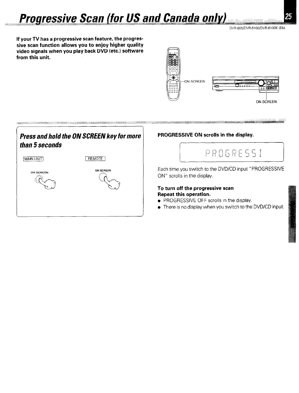 Progressive scan (for us and canada only) | Kenwood DVR-6100 User Manual | Page 25 / 76